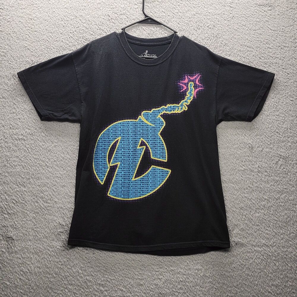Vintage Rare NITRO CIRCUS Logo Men’s Black Graphic LARGE T Shirt